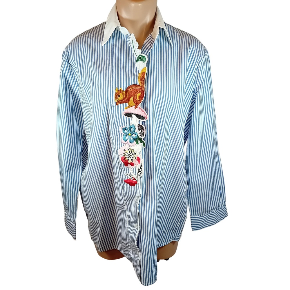 Weekend Max Mara Nadar Striped Button Up Embroidered Cottagecore Quiet‎ Luxury 6